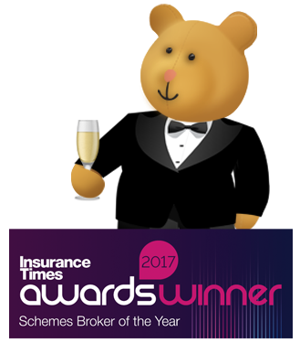 Stanley bear stood next to insurance times awards winner